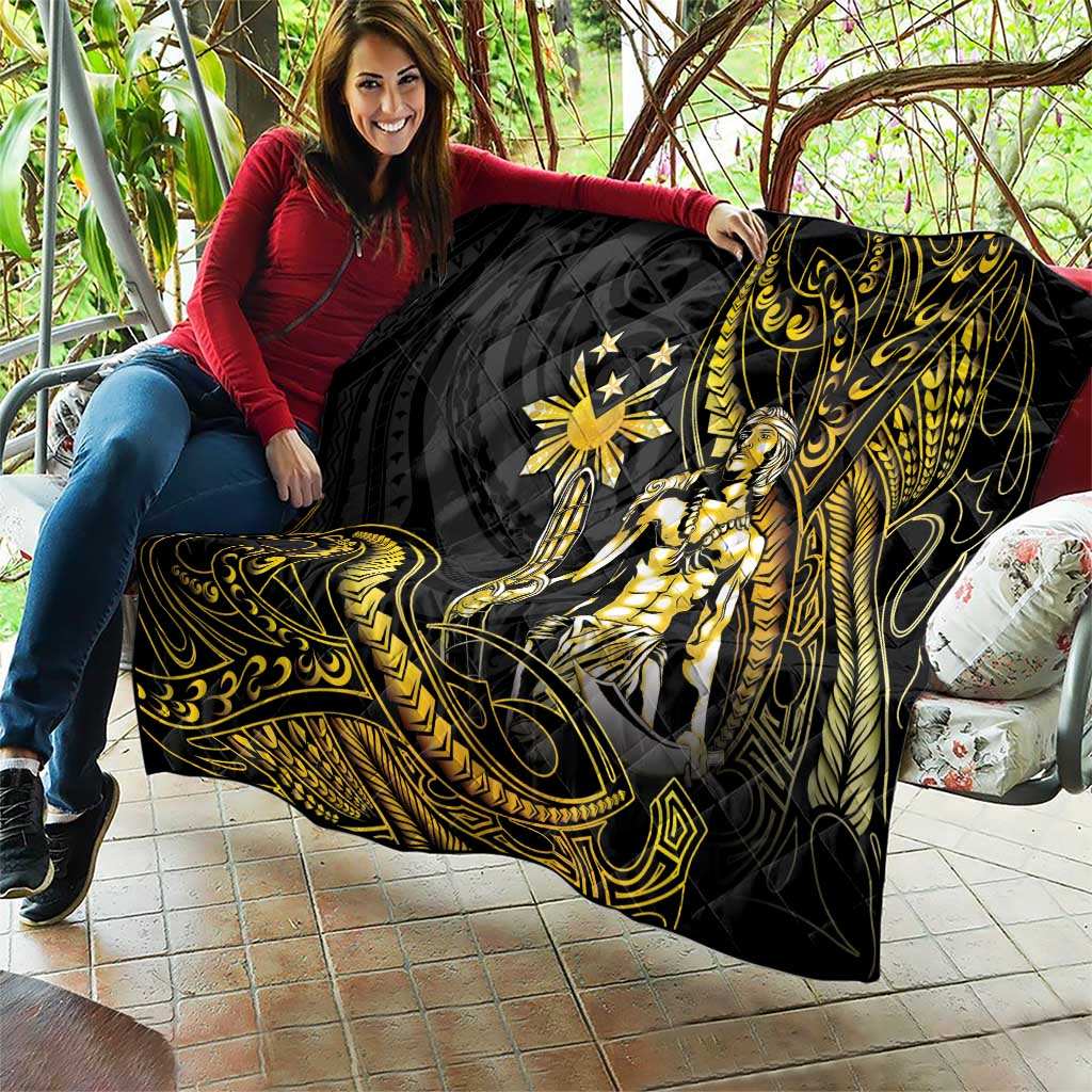 Filipinos Lapu Lapu Hero Quilt Gold Polynesian Tribal Tattoo LT05 - Polynesian Pride