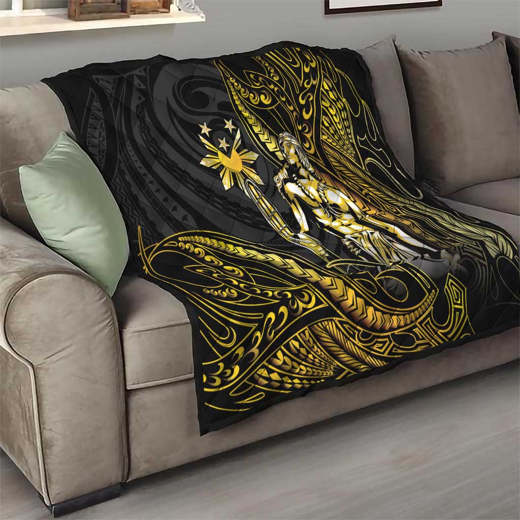 Filipinos Lapu Lapu Hero Quilt Gold Polynesian Tribal Tattoo LT05 - Polynesian Pride