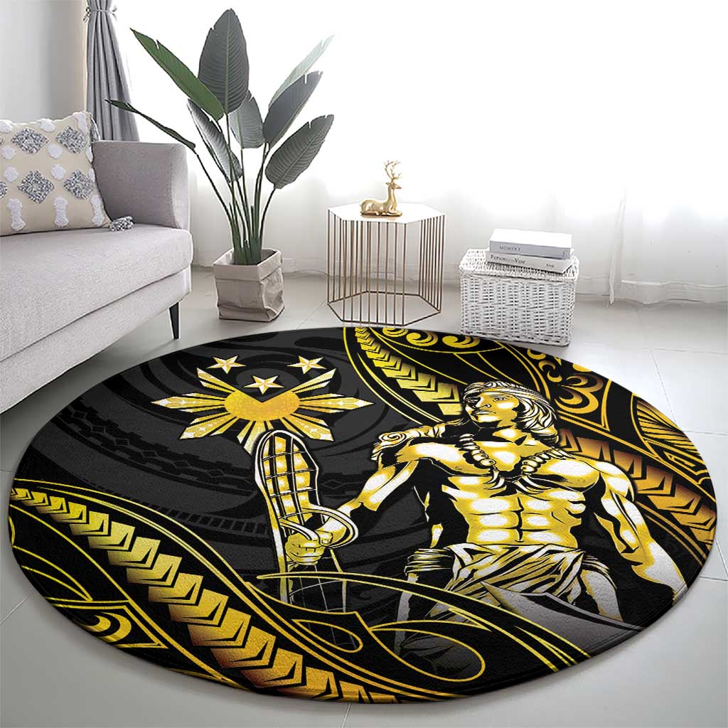 Filipinos Lapu Lapu Hero Round Carpet Gold Polynesian Tribal Tattoo