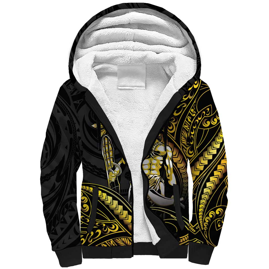 Filipinos Lapu Lapu Hero Sherpa Hoodie Gold Polynesian Tribal Tattoo