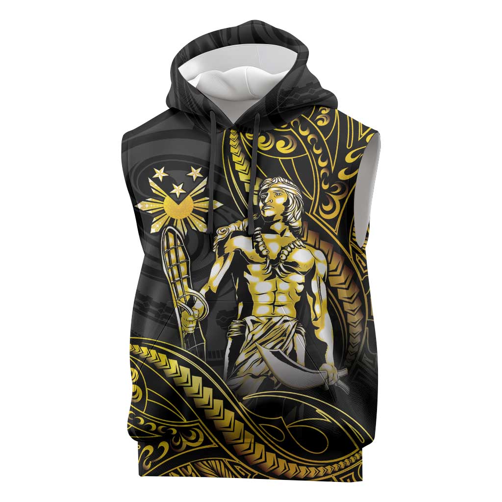 Filipinos Lapu Lapu Hero Sleeveless Hoodie Gold Polynesian Tribal Tattoo LT05 Gold - Polynesian Pride