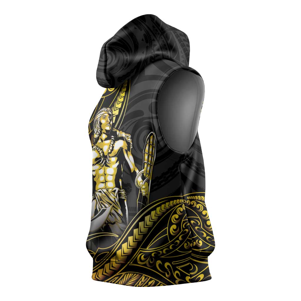 Filipinos Lapu Lapu Hero Sleeveless Hoodie Gold Polynesian Tribal Tattoo LT05 - Polynesian Pride