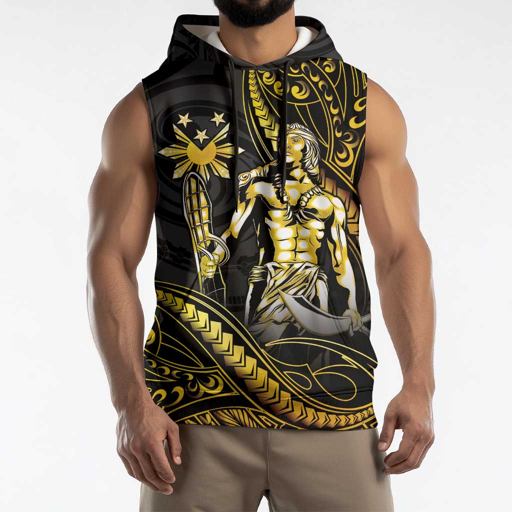 Filipinos Lapu Lapu Hero Sleeveless Hoodie Gold Polynesian Tribal Tattoo LT05 - Polynesian Pride