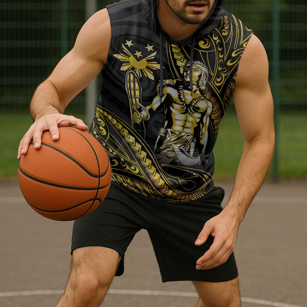 Filipinos Lapu Lapu Hero Sleeveless Hoodie Gold Polynesian Tribal Tattoo LT05 - Polynesian Pride