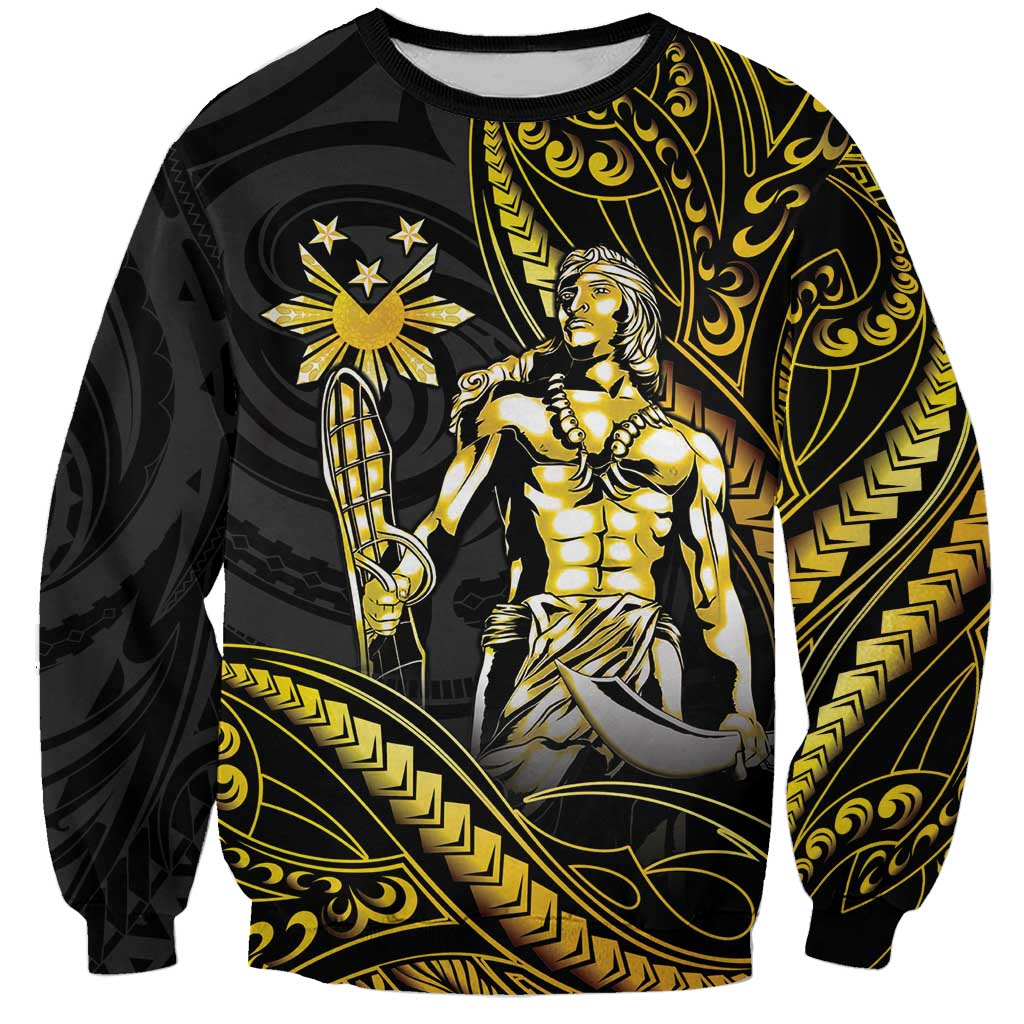 Filipinos Lapu Lapu Hero Sweatshirt Gold Polynesian Tribal Tattoo LT05 Unisex Gold - Polynesian Pride