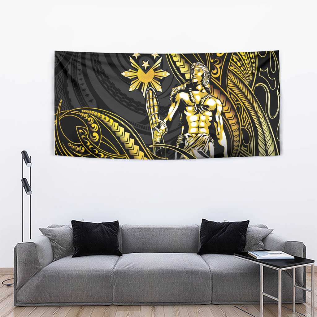 Filipinos Lapu Lapu Hero Tapestry Gold Polynesian Tribal Tattoo
