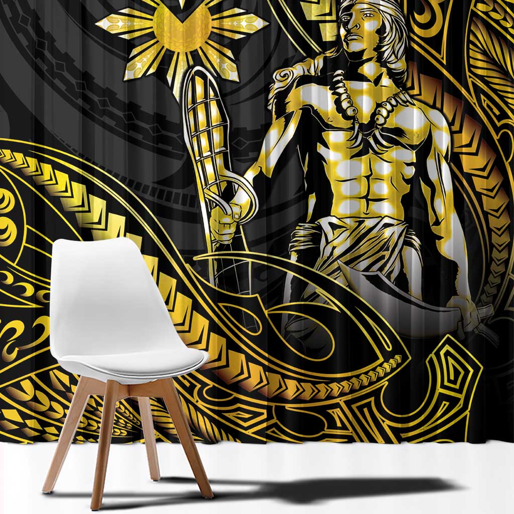 Filipinos Lapu Lapu Hero Window Curtain Gold Polynesian Tribal Tattoo