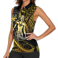 Filipinos Lapu Lapu Hero Women Sleeveless Polo Shirt Gold Polynesian Tribal Tattoo