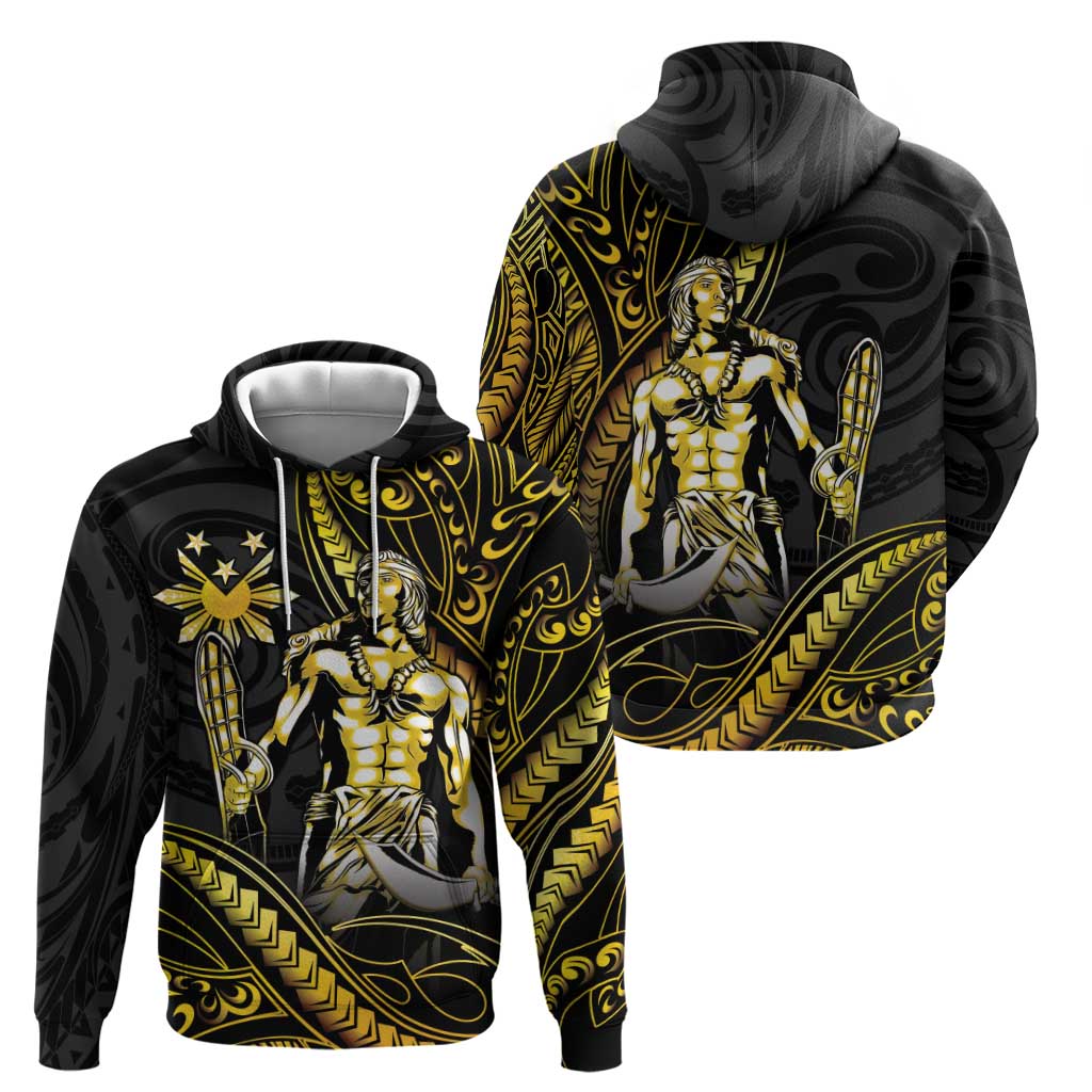 Filipinos Lapu Lapu Hero Zip Hoodie Gold Polynesian Tribal Tattoo LT05 - Polynesian Pride