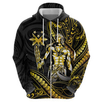 Filipinos Lapu Lapu Hero Zip Hoodie Gold Polynesian Tribal Tattoo LT05 - Polynesian Pride