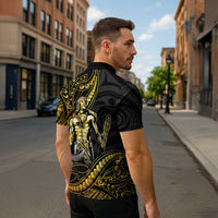 Filipinos Lapu Lapu Hero Zipper Polo Shirt Gold Polynesian Tribal Tattoo LT05 - Polynesian Pride