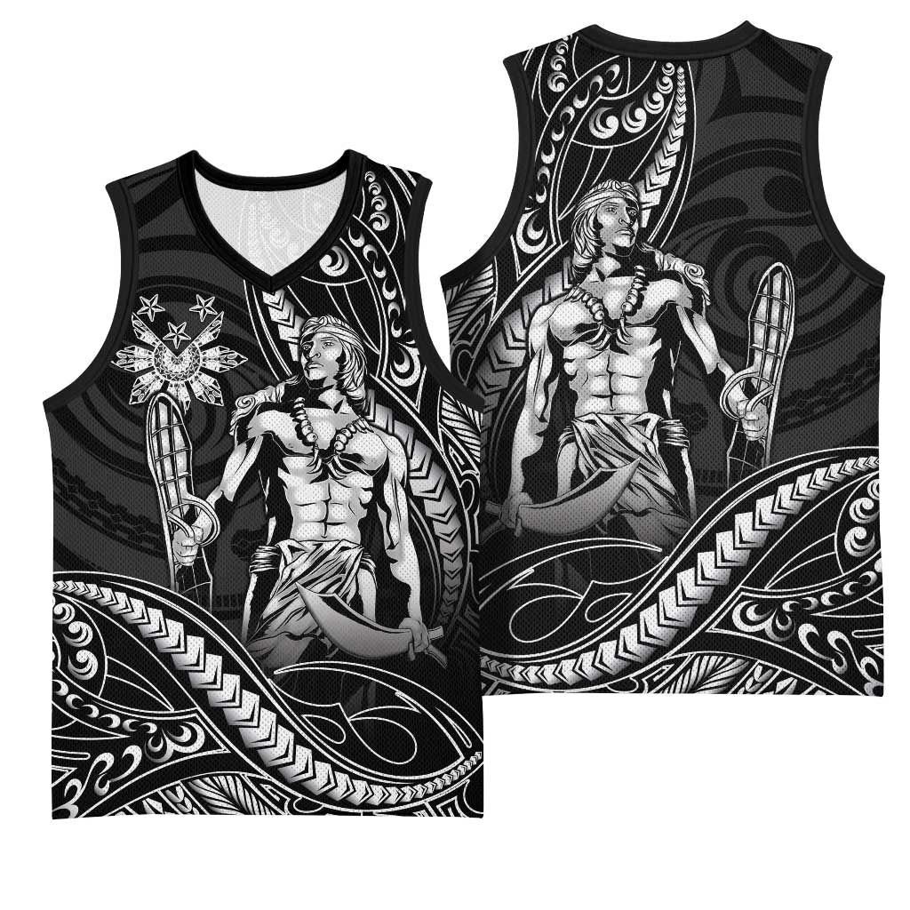 Filipinos Lapu Lapu Hero Basketball Jersey Black Polynesian Tribal Tattoo LT05 - Polynesian Pride