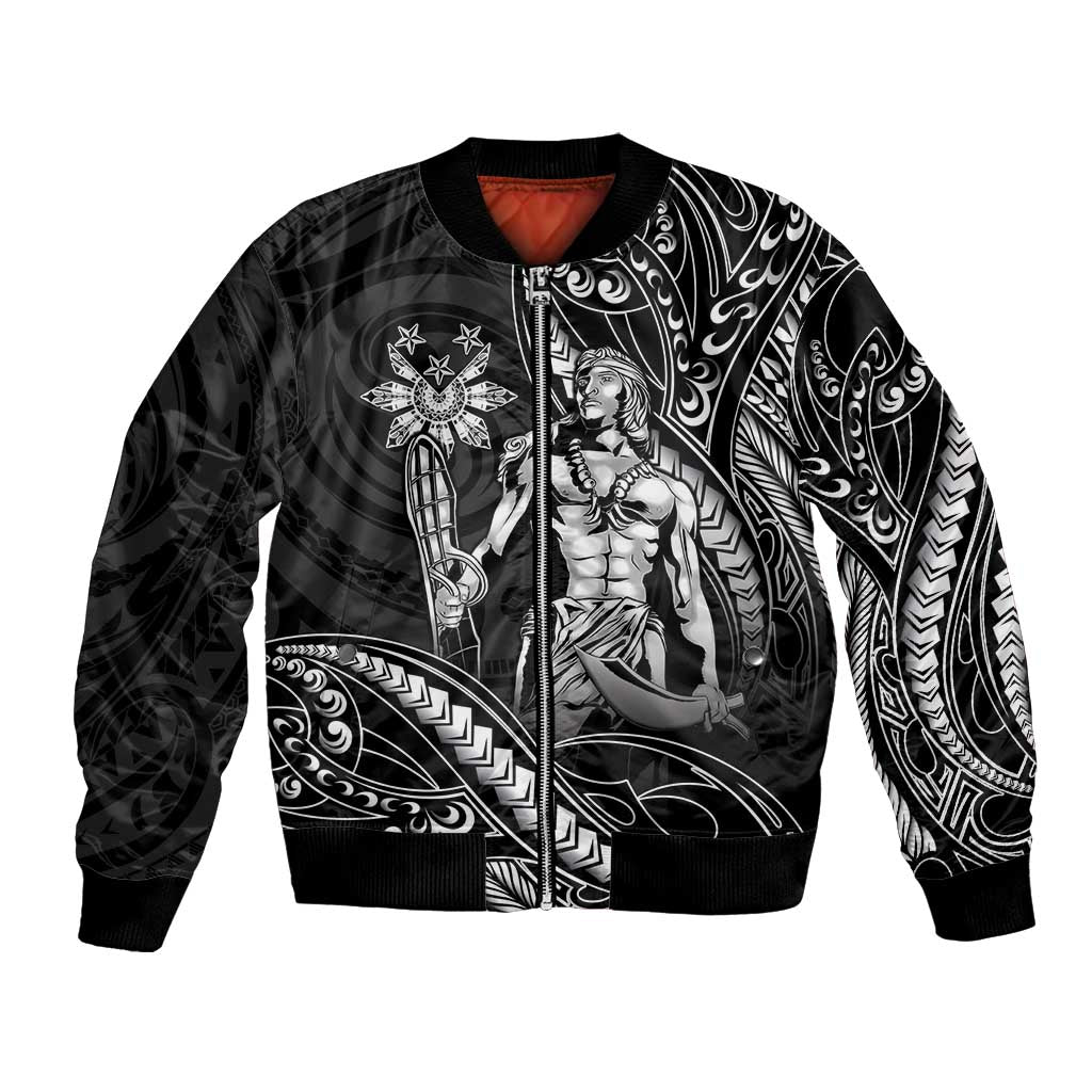 Filipinos Lapu Lapu Hero Bomber Jacket Black Polynesian Tribal Tattoo