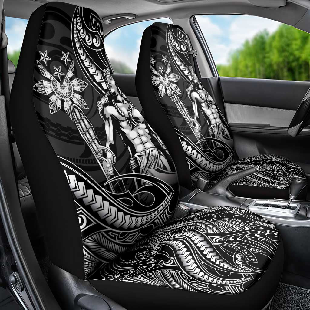 Filipinos Lapu Lapu Hero Car Seat Cover Black Polynesian Tribal Tattoo LT05 - Polynesian Pride