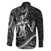 Filipinos Lapu Lapu Hero Family Matching Off Shoulder Short Dress and Hawaiian Shirt Black Polynesian Tribal Tattoo LT05 - Polynesian Pride