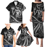 Filipinos Lapu Lapu Hero Family Matching Puletasi and Hawaiian Shirt Black Polynesian Tribal Tattoo LT05 - Polynesian Pride