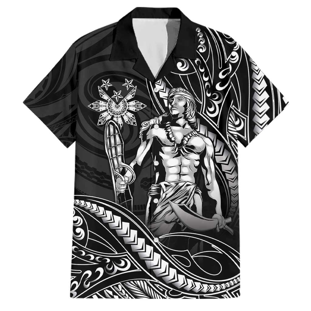 Filipinos Lapu Lapu Hero Family Matching Short Sleeve Bodycon Dress and Hawaiian Shirt Black Polynesian Tribal Tattoo LT05 Dad's Shirt - Short Sleeve Black - Polynesian Pride