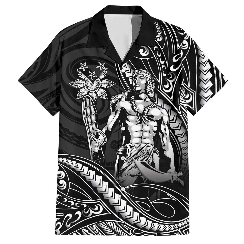 Filipinos Lapu Lapu Hero Hawaiian Shirt Black Polynesian Tribal Tattoo LT05 Black - Polynesian Pride