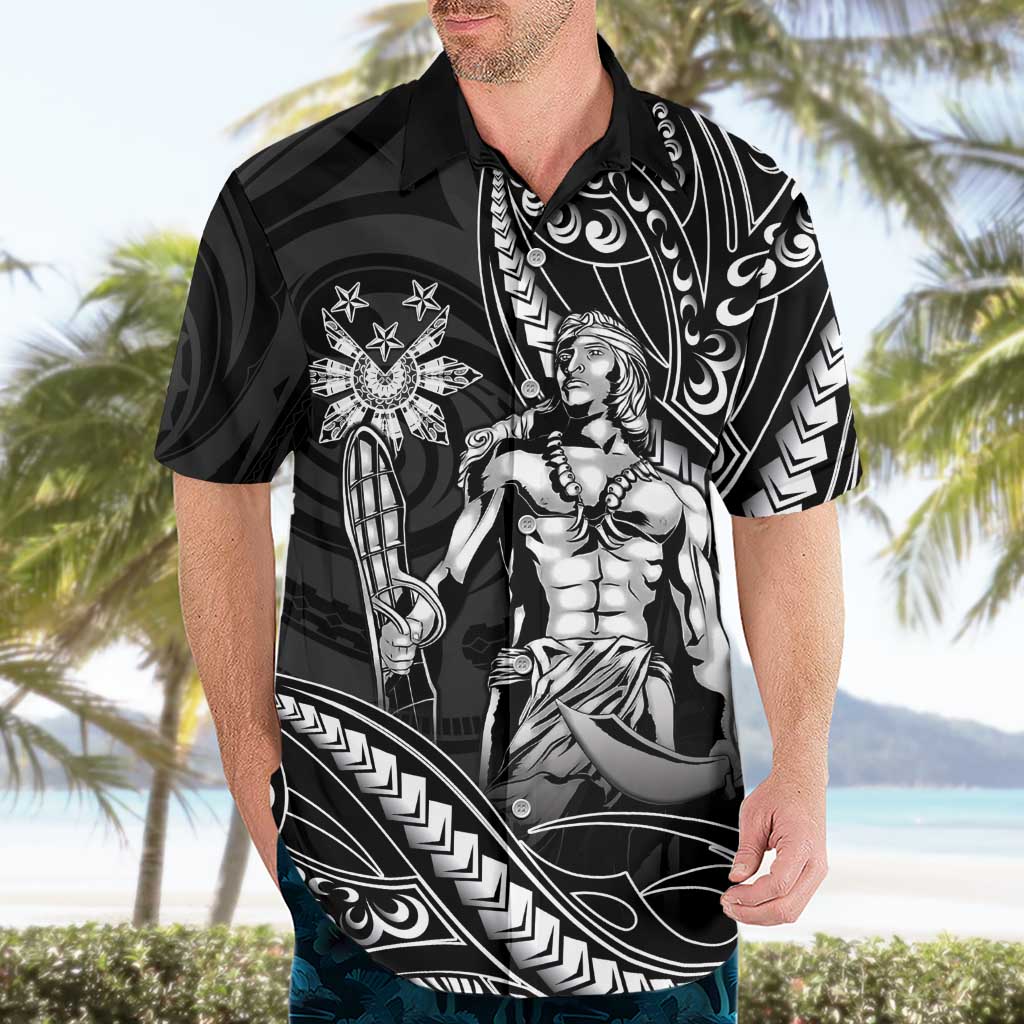 Filipinos Lapu Lapu Hero Hawaiian Shirt Black Polynesian Tribal Tattoo LT05 - Polynesian Pride