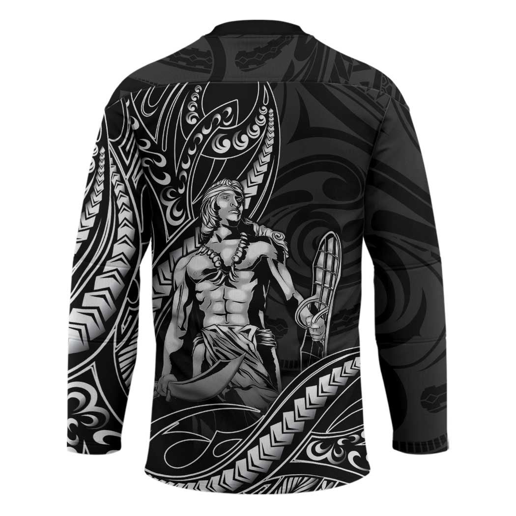Filipinos Lapu Lapu Hero Hockey Jersey Black Polynesian Tribal Tattoo LT05 - Polynesian Pride