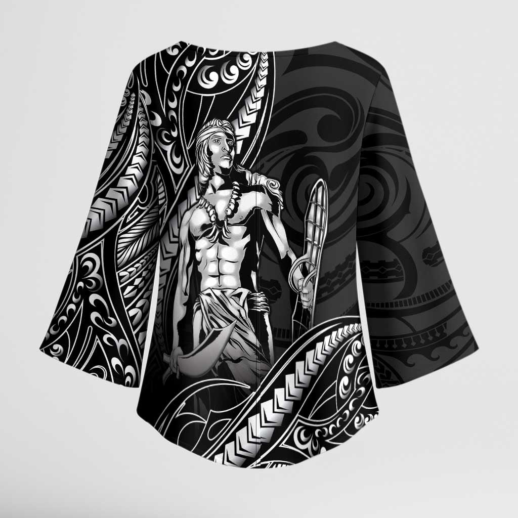 Filipinos Lapu Lapu Hero Kimono Sleeve Blouse Black Polynesian Tribal Tattoo