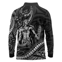 Filipinos Lapu Lapu Hero Long Sleeve Polo Shirt Black Polynesian Tribal Tattoo LT05 - Polynesian Pride