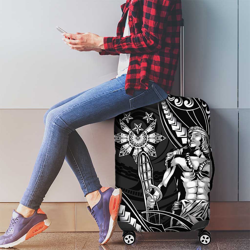Filipinos Lapu Lapu Hero Luggage Cover Black Polynesian Tribal Tattoo LT05 - Polynesian Pride