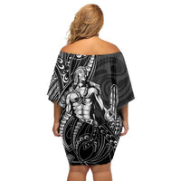 Filipinos Lapu Lapu Hero Off Shoulder Short Dress Black Polynesian Tribal Tattoo LT05 - Polynesian Pride