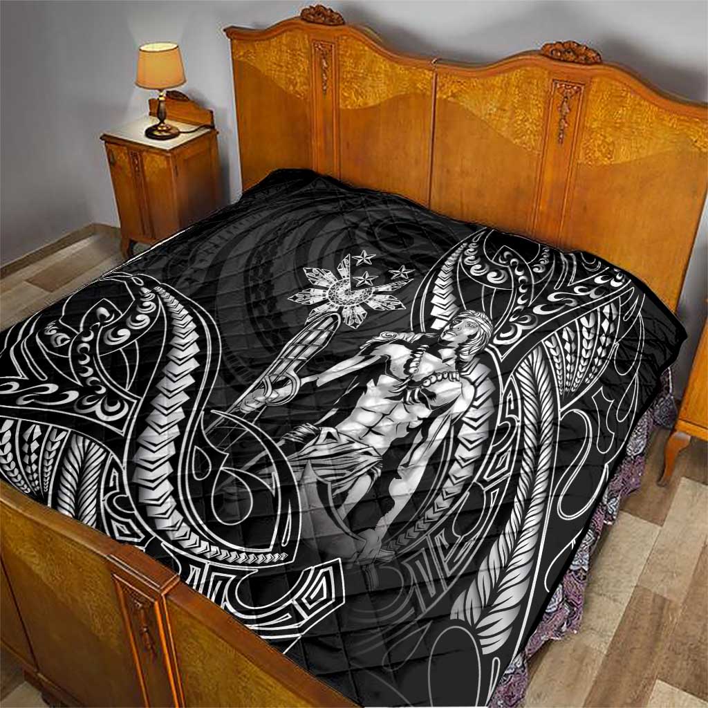 Filipinos Lapu Lapu Hero Quilt Black Polynesian Tribal Tattoo