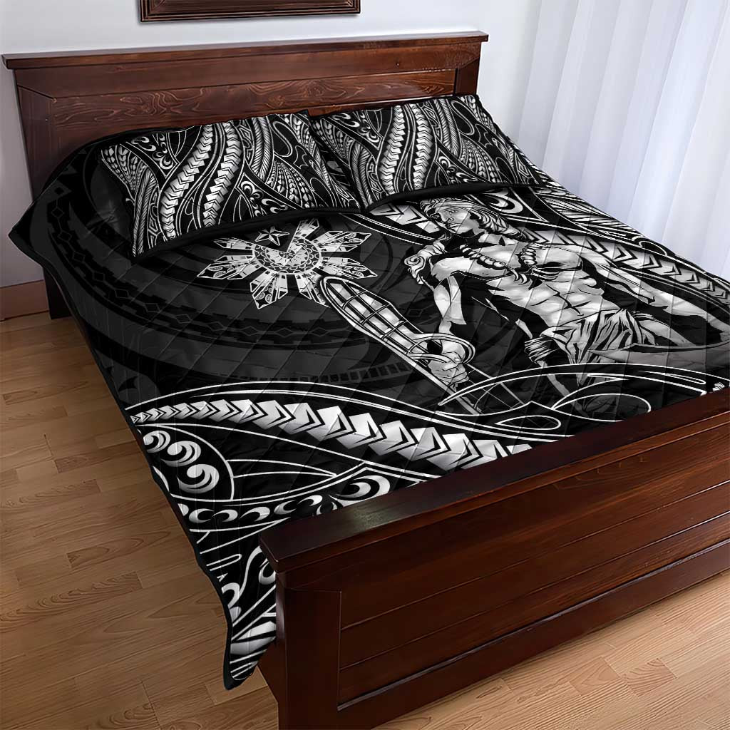 Filipinos Lapu Lapu Hero Quilt Bed Set Black Polynesian Tribal Tattoo