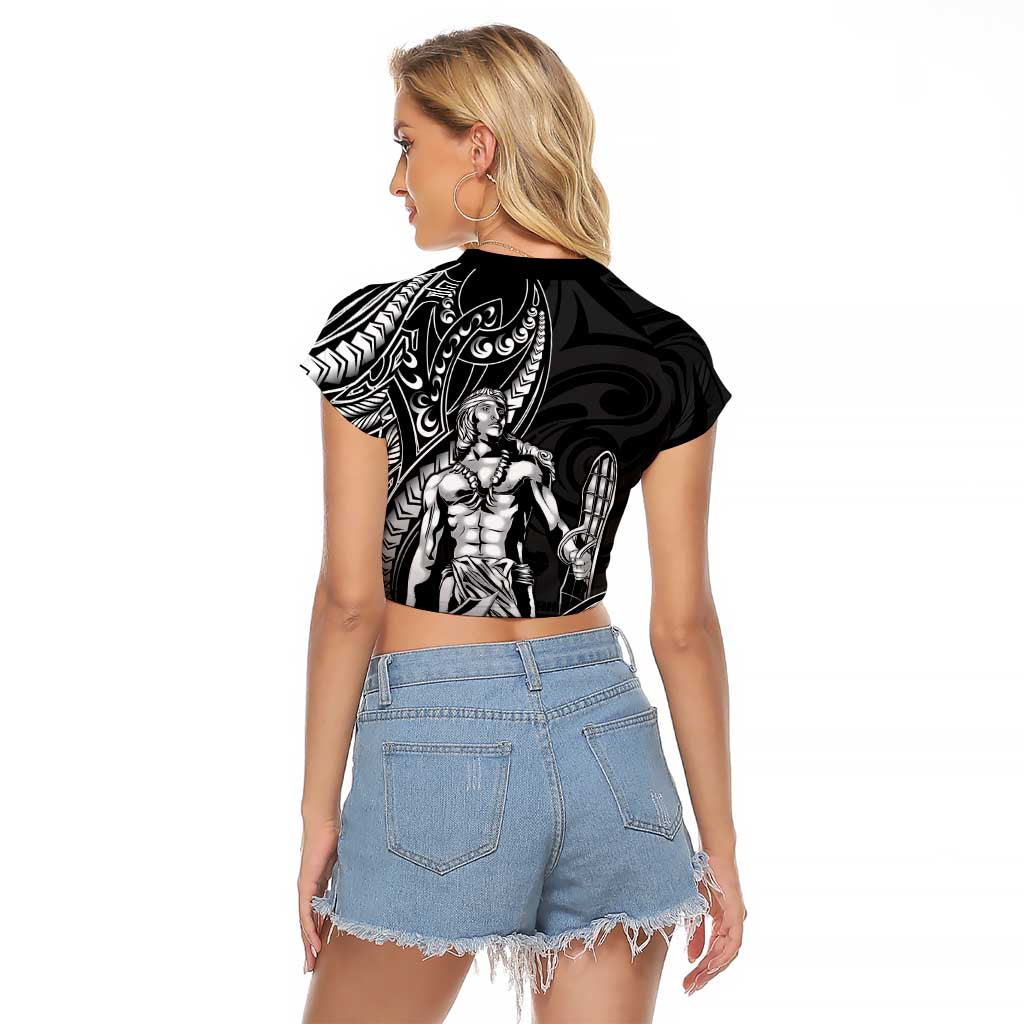 Filipinos Lapu Lapu Hero Raglan Cropped T Shirt Black Polynesian Tribal Tattoo LT05 - Polynesian Pride