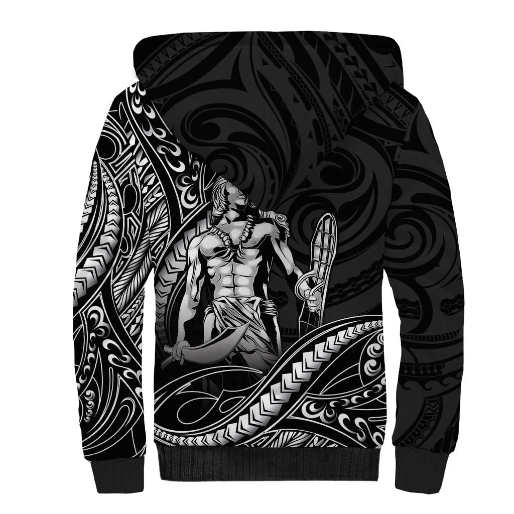 Filipinos Lapu Lapu Hero Sherpa Hoodie Black Polynesian Tribal Tattoo LT05 - Polynesian Pride