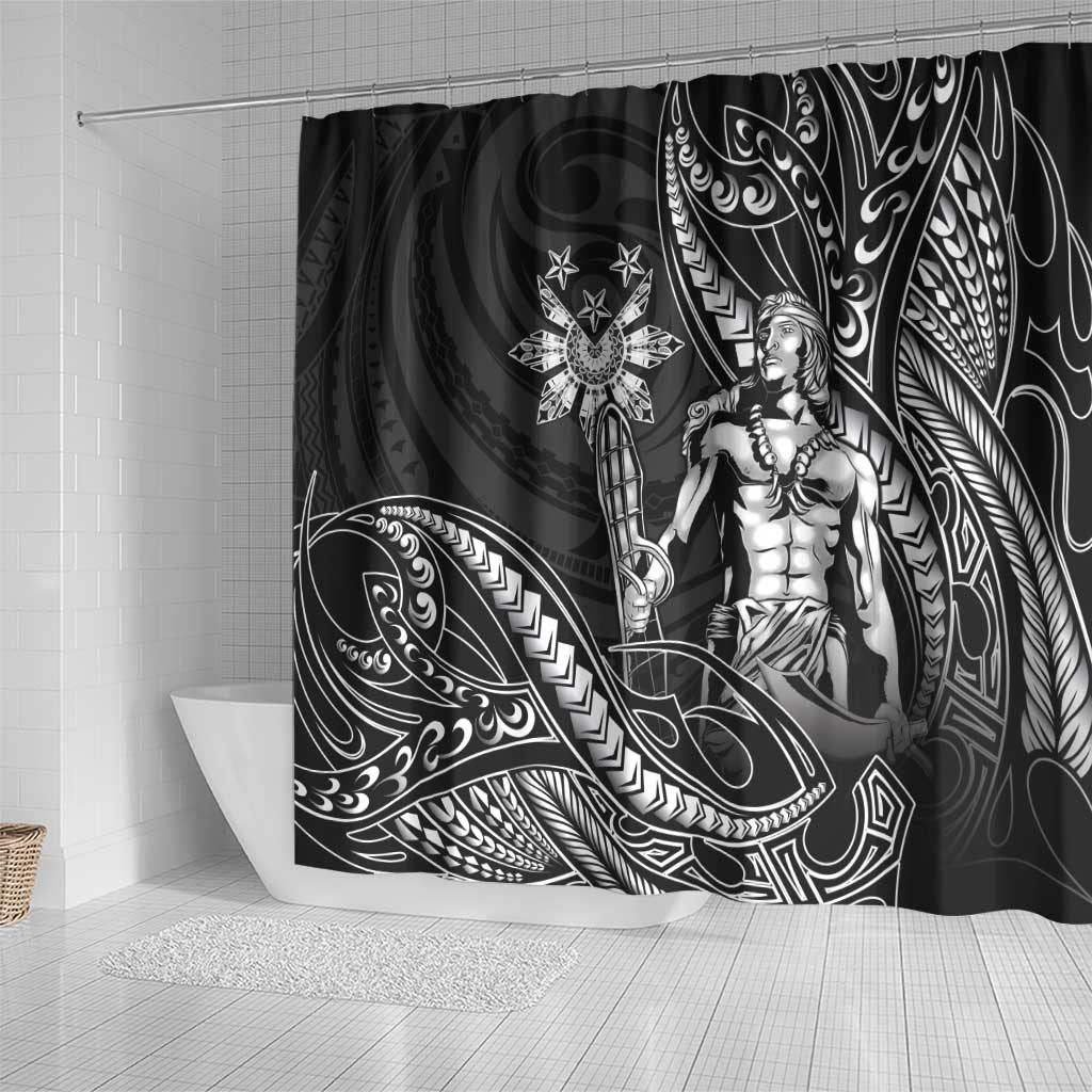 Filipinos Lapu Lapu Hero Shower Curtain Black Polynesian Tribal Tattoo