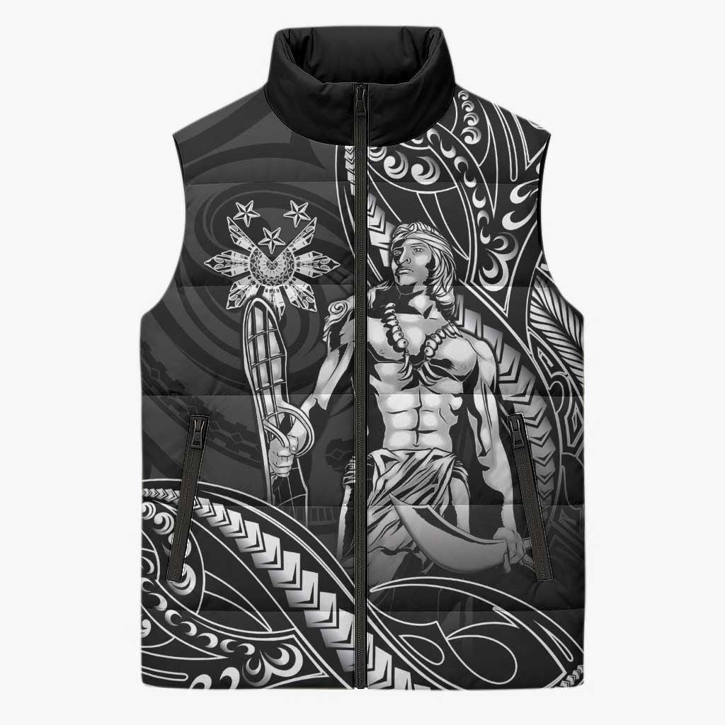 Filipinos Lapu Lapu Hero Sleeveless Puffer Jacket Black Polynesian Tribal Tattoo LT05 Unisex Black - Polynesian Pride