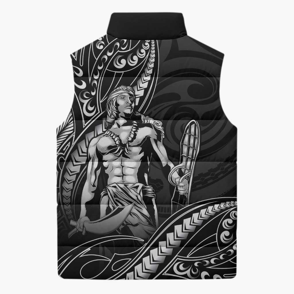 Filipinos Lapu Lapu Hero Sleeveless Puffer Jacket Black Polynesian Tribal Tattoo LT05 - Polynesian Pride