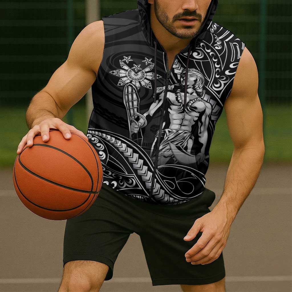 Filipinos Lapu Lapu Hero Sleeveless Zip Hoodie Black Polynesian Tribal Tattoo LT05 - Polynesian Pride