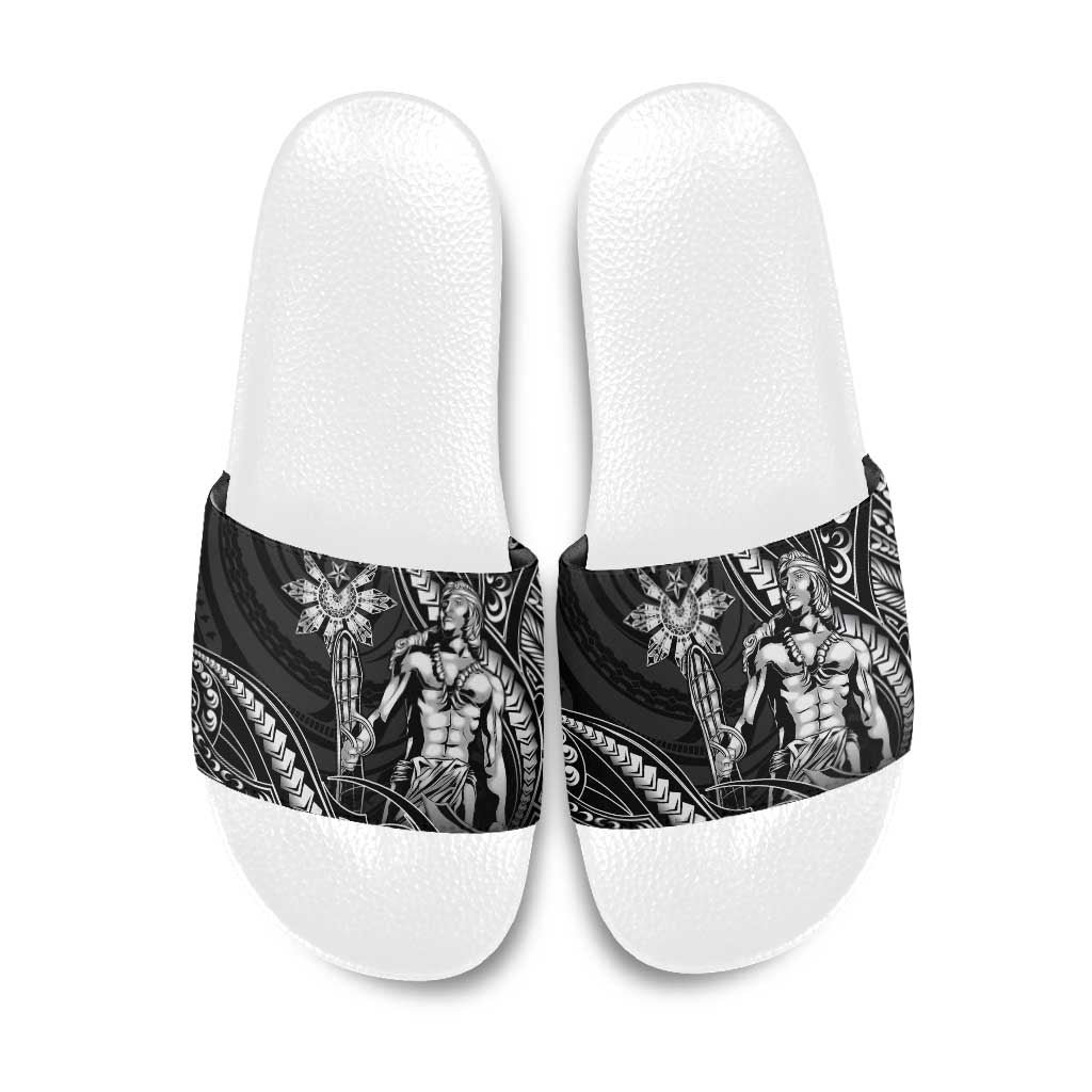 Filipinos Lapu Lapu Hero Slide Sandals Black Polynesian Tribal Tattoo