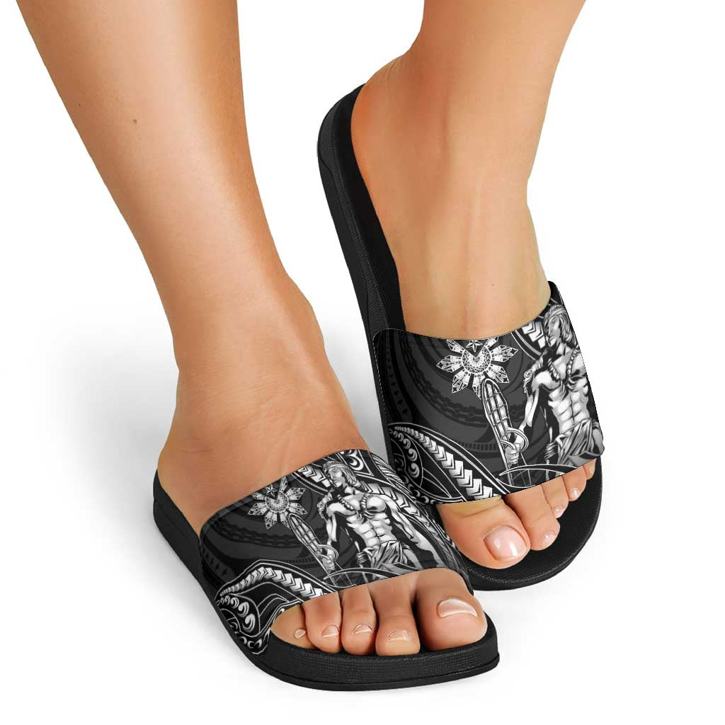 Filipinos Lapu Lapu Hero Slide Sandals Black Polynesian Tribal Tattoo