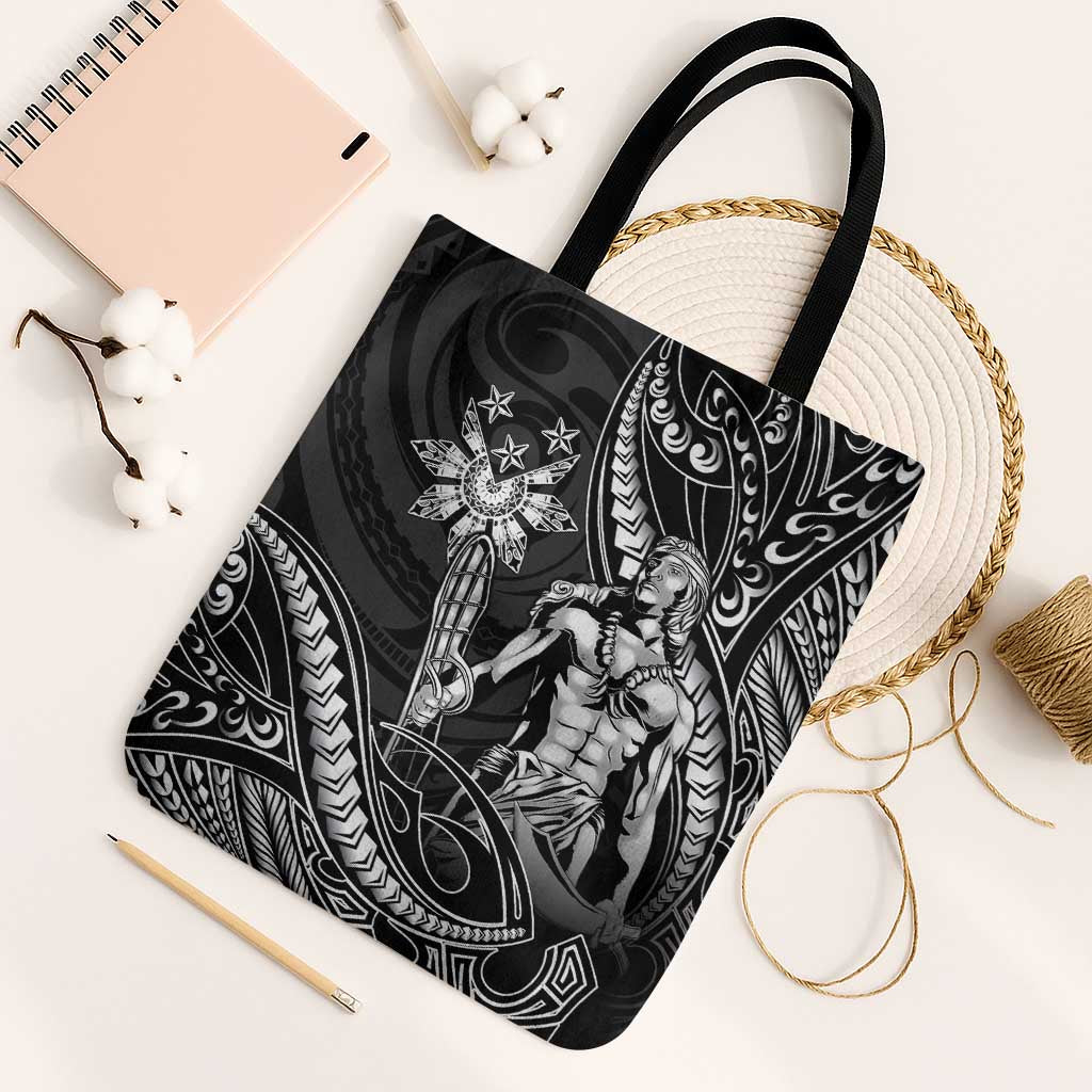 Filipinos Lapu Lapu Hero Tote Bag Black Polynesian Tribal Tattoo LT05 Black Strap One Size Black - Polynesian Pride