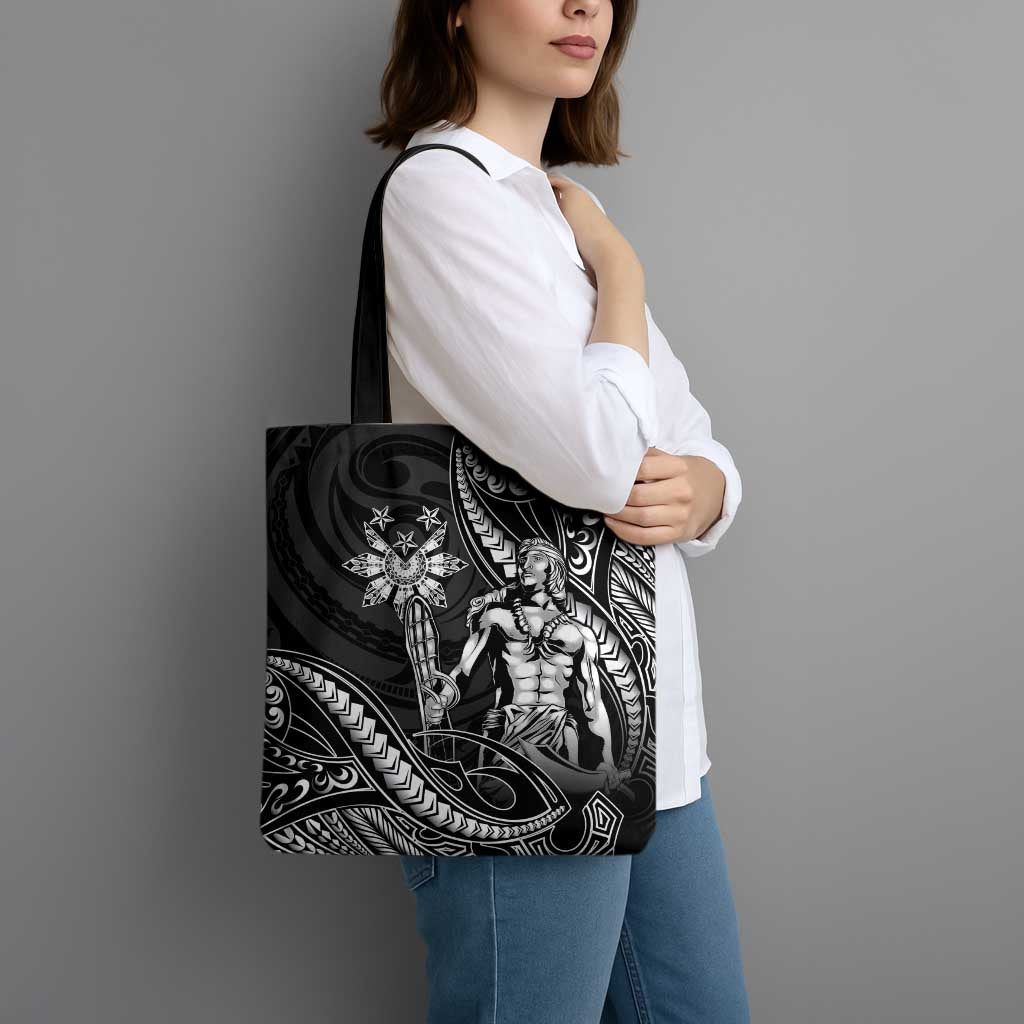 Filipinos Lapu Lapu Hero Tote Bag Black Polynesian Tribal Tattoo LT05 - Polynesian Pride