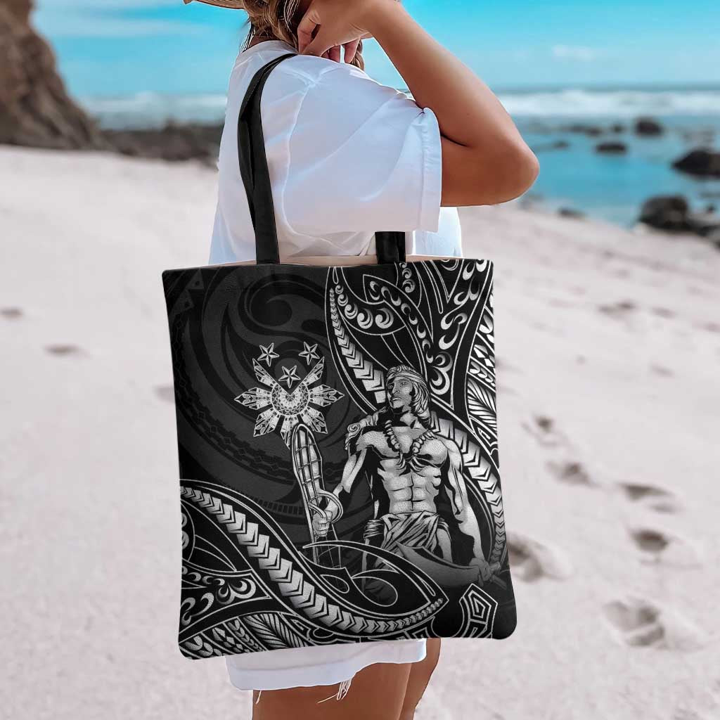 Filipinos Lapu Lapu Hero Tote Bag Black Polynesian Tribal Tattoo LT05 - Polynesian Pride