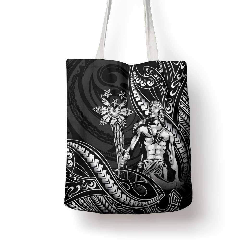 Filipinos Lapu Lapu Hero Tote Bag Black Polynesian Tribal Tattoo LT05 - Polynesian Pride