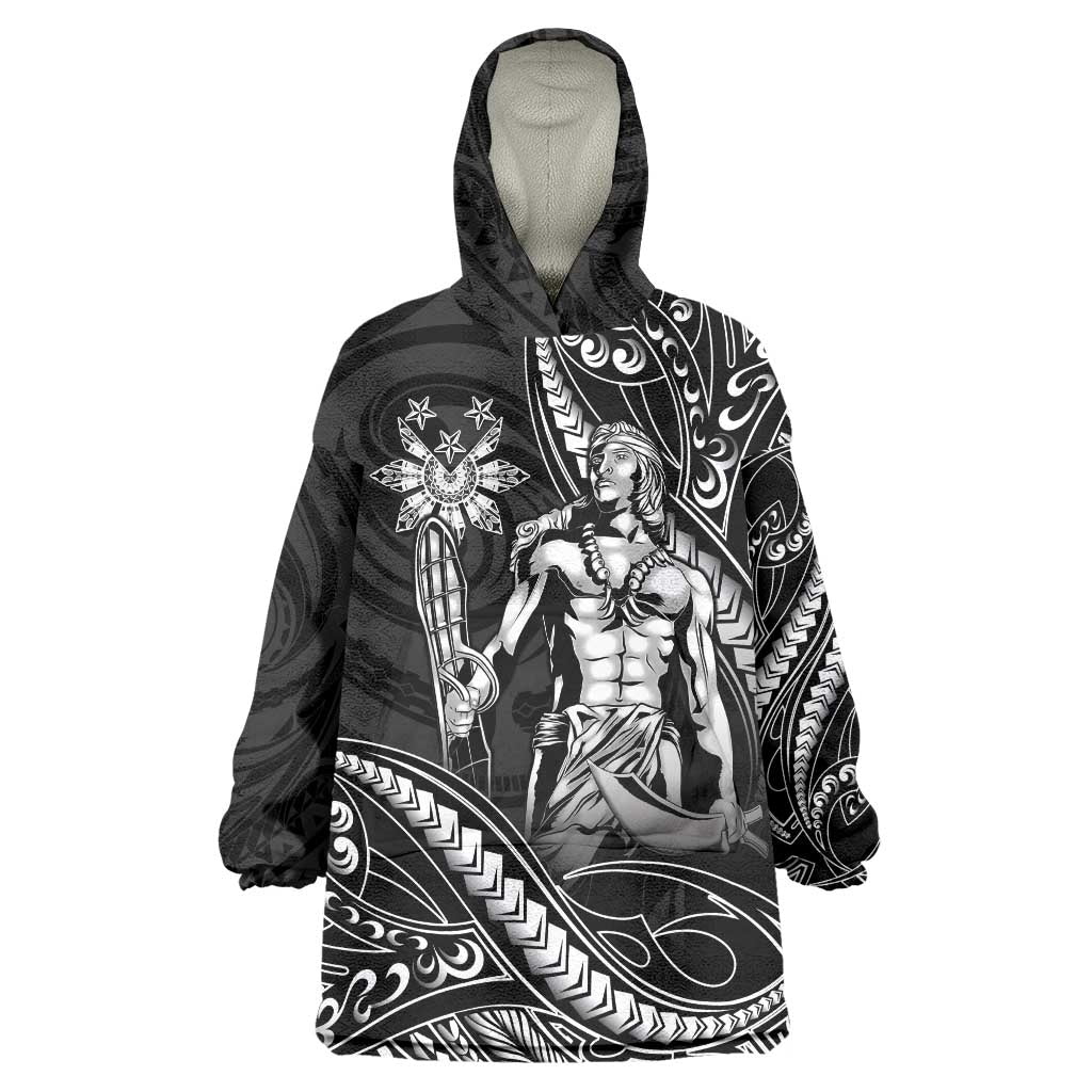 Filipinos Lapu Lapu Hero Wearable Blanket Hoodie Black Polynesian Tribal Tattoo LT05 One Size Black - Polynesian Pride