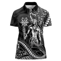 Filipinos Lapu Lapu Hero Women Polo Shirt Black Polynesian Tribal Tattoo LT05 Female Black - Polynesian Pride