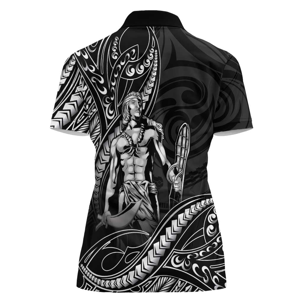 Filipinos Lapu Lapu Hero Women Polo Shirt Black Polynesian Tribal Tattoo LT05 - Polynesian Pride