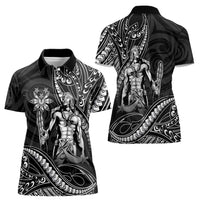 Filipinos Lapu Lapu Hero Women Polo Shirt Black Polynesian Tribal Tattoo LT05 - Polynesian Pride