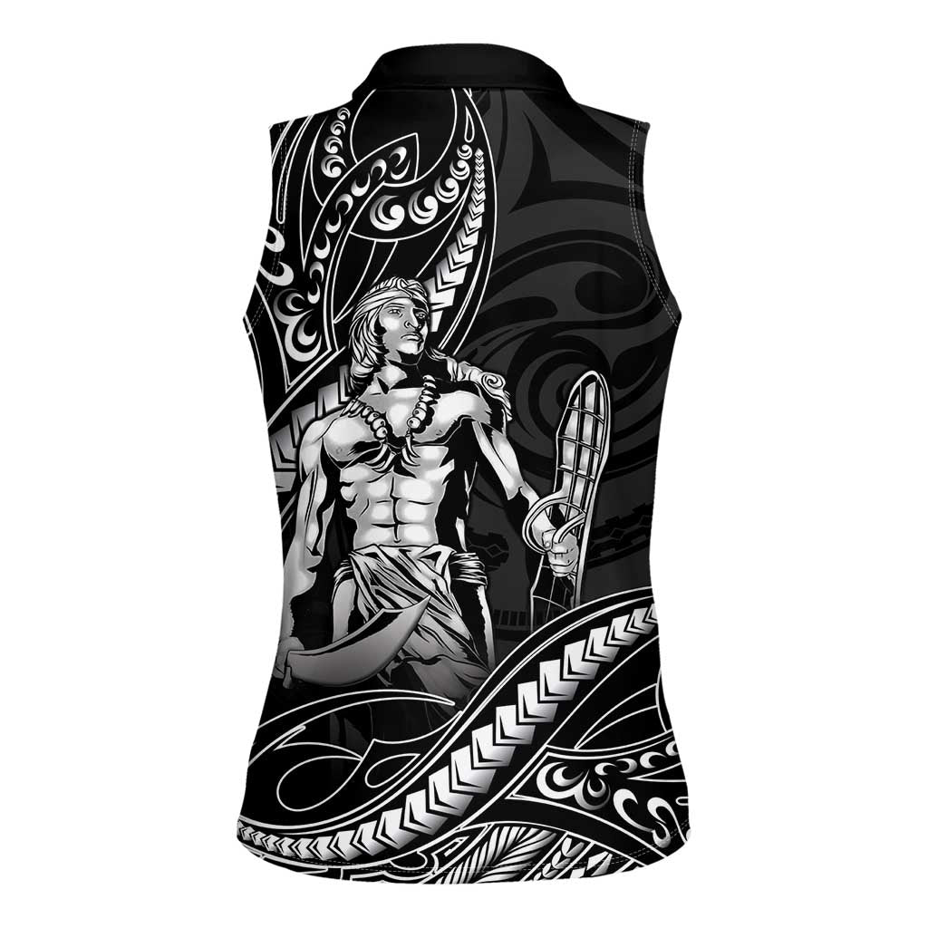 Filipinos Lapu Lapu Hero Women Sleeveless Polo Shirt Black Polynesian Tribal Tattoo