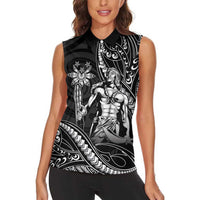 Filipinos Lapu Lapu Hero Women Sleeveless Polo Shirt Black Polynesian Tribal Tattoo