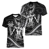 Filipinos Lapu Lapu Hero Women V-Neck T-Shirt Black Polynesian Tribal Tattoo LT05 - Polynesian Pride