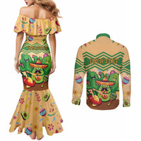 Personalised Hawaii Cinco De Mayo Couples Matching Mermaid Dress and Long Sleeve Button Shirt Funny Style LT05 - Polynesian Pride